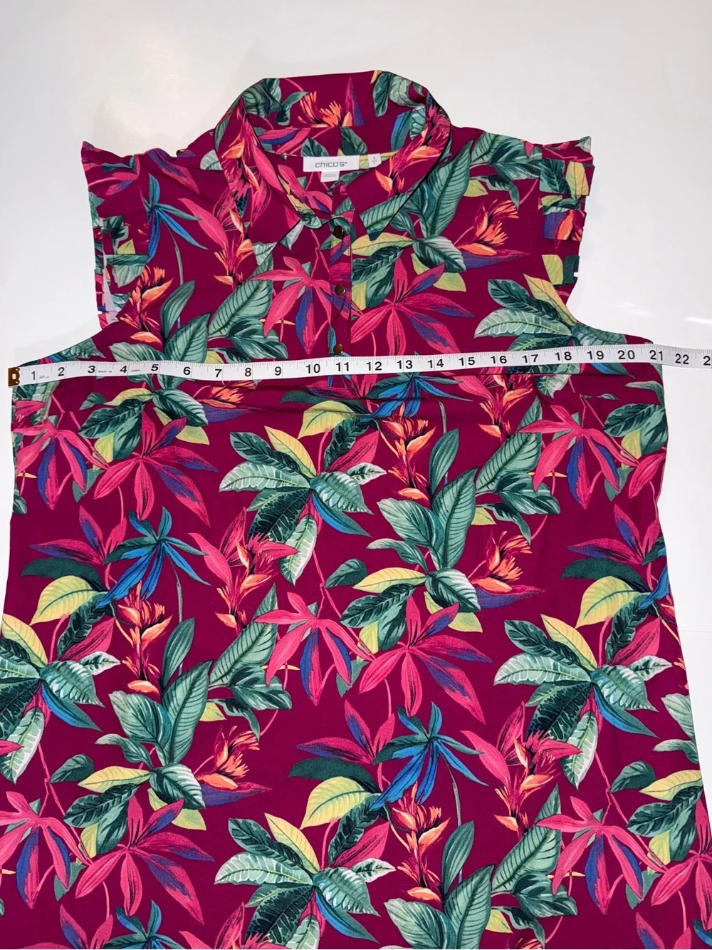 Chico's Zenergy Tropical Print Sleeveless Bungee Dress Size 2 Large EUC - Picture 6 of 8